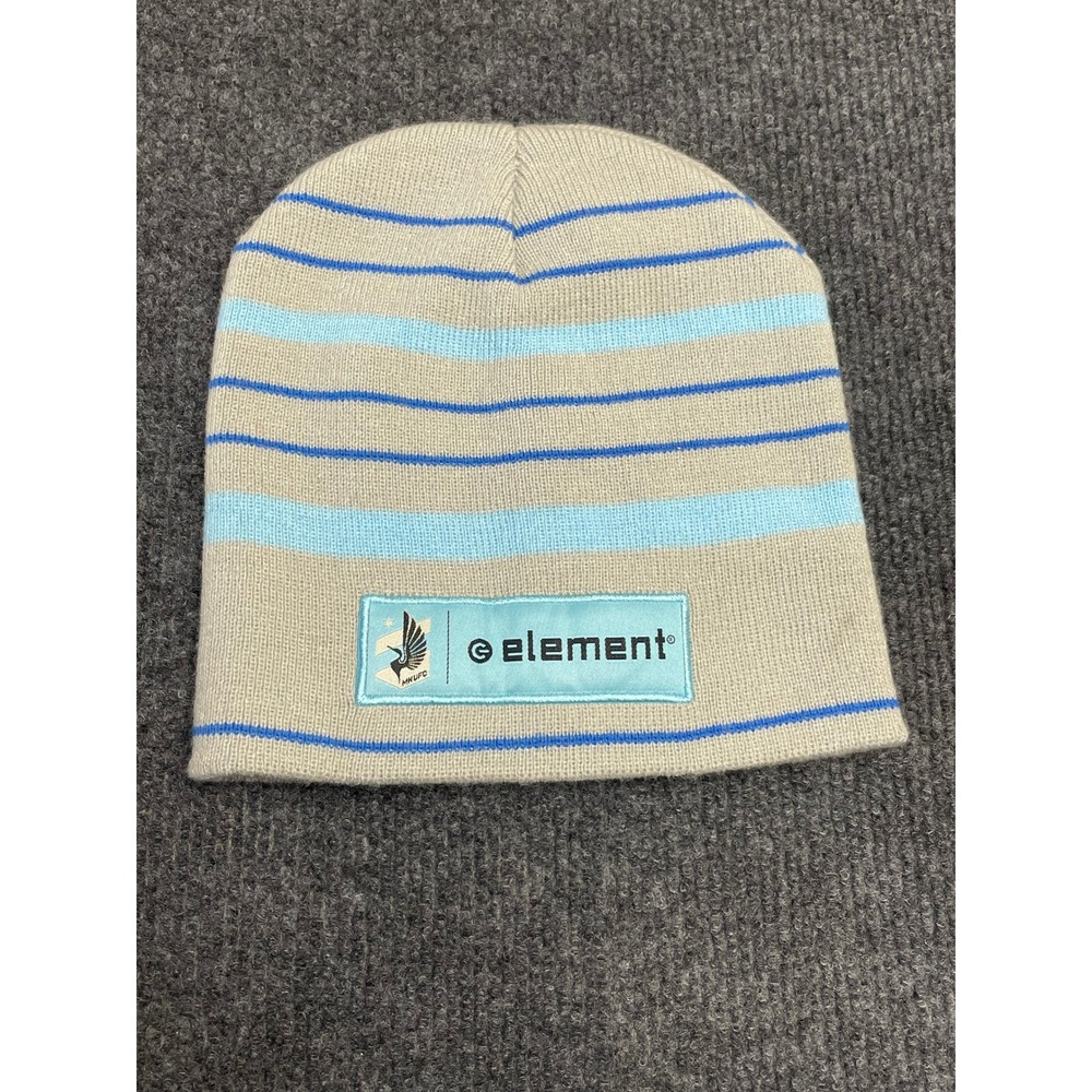 Element MNUFC Minnesota United FC Striped Knit Beanie Hat Grey Blue MLS Skate